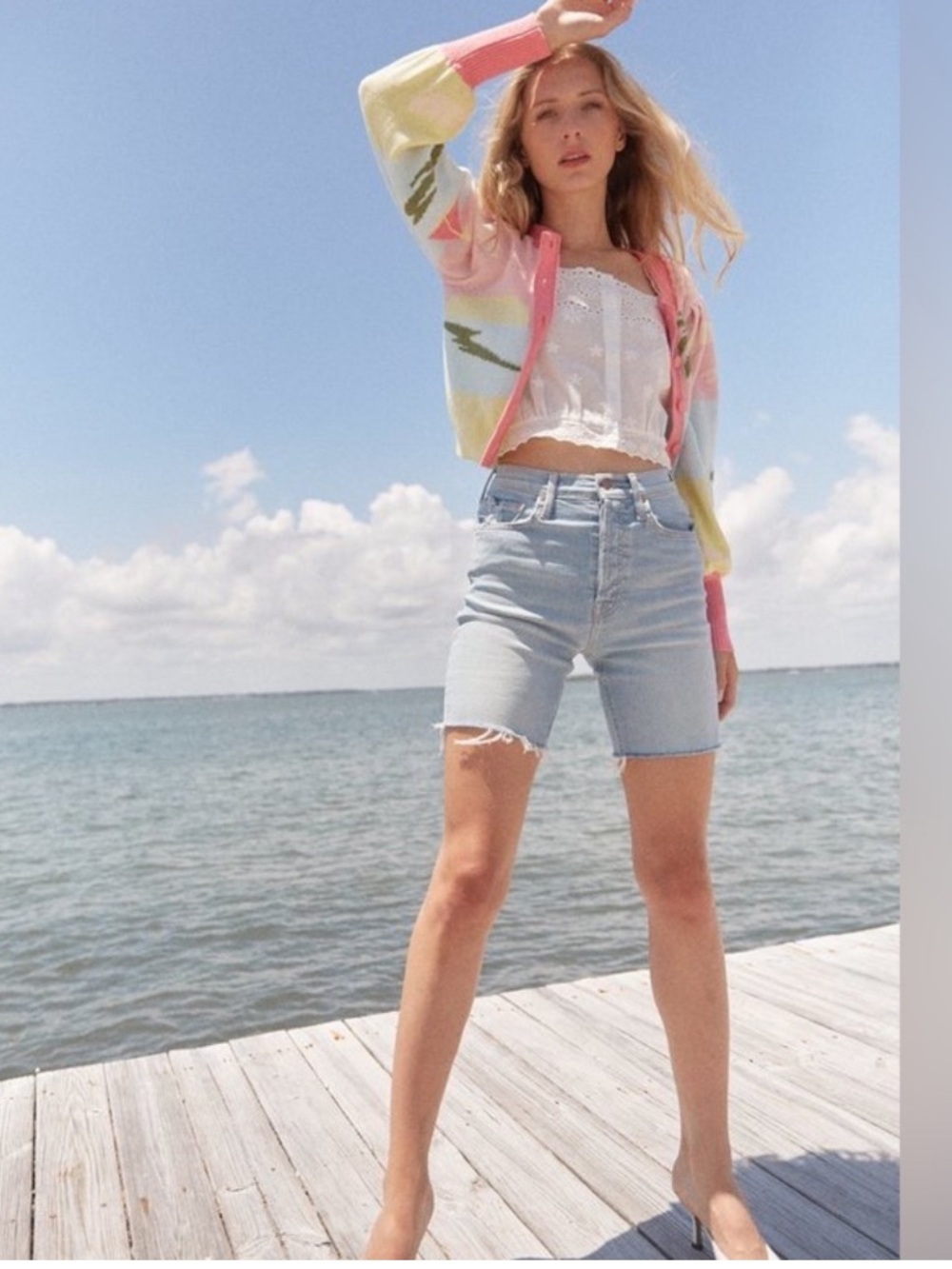 MOTHER The Tripper Cutoff Fray Shorts in Skating On Thin Ice